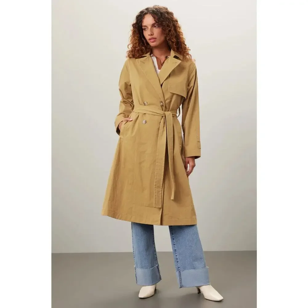 Madewell Signature Trench Coat Small Tan Belted Double Breasted Classic Jacket - Picture 1 of 8